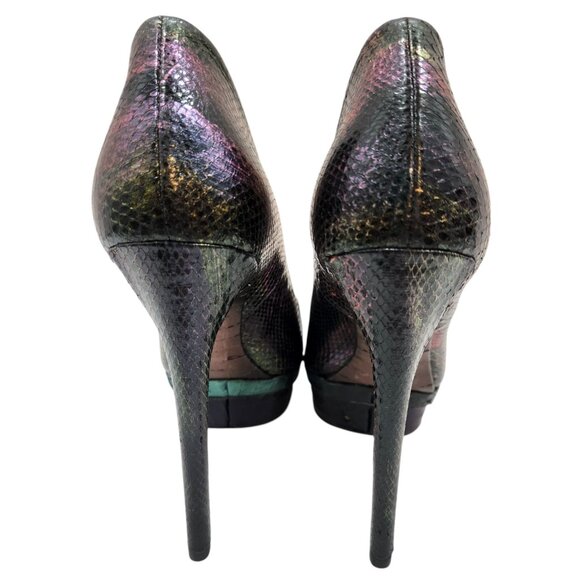 Brian Atwood Ferguson Platform Stiletto Heels Metallic Snake NEW Women's Sz. 8.5 - Picture 7 of 10